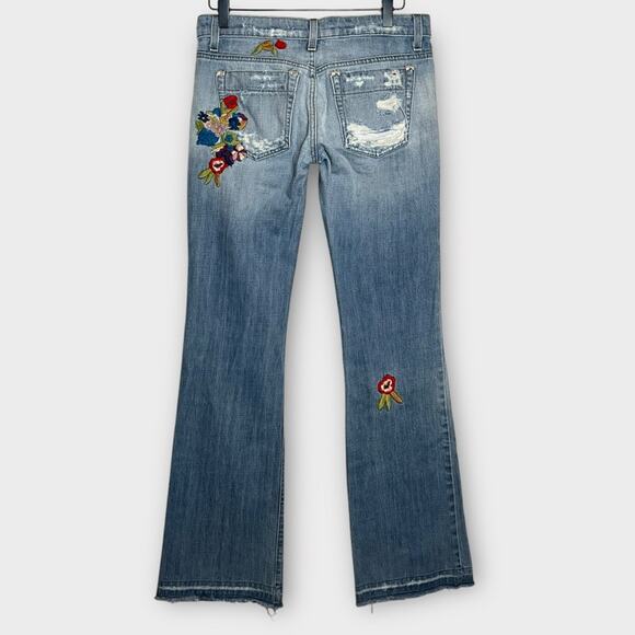 JOE'S JEANS Vintage 1971 Floral Embroidered Socialite Havens Wash Flare Sz 27 - Picture 2 of 9